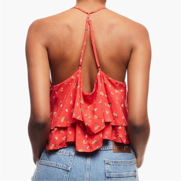 Forever 21 Red Ditsy Floral Strappy Back Cami Tank Top NWT Medium - Picture 5 of 11